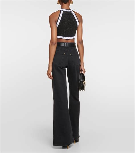 Halterneck Wool Blend Crop Top In Black Balmain Mytheresa