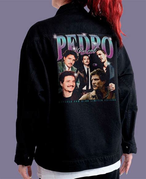 Jaqueta Jeans Preta Oversized Unissex Pedro Pascal Fan Club Jaqueta