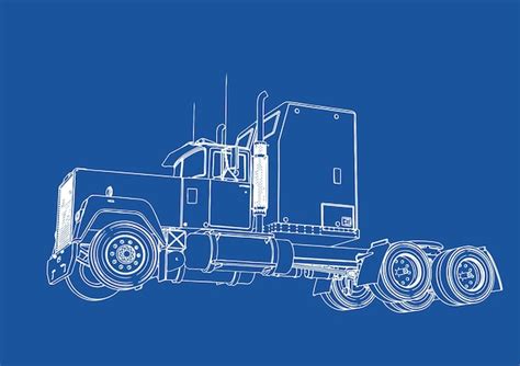 Dessin De Camion Sur Fond Bleu Vecteur Premium