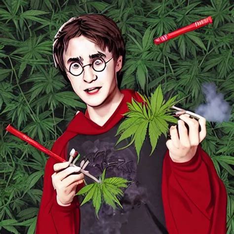 Harry Potter Smoking Weed Surrounded By Weed Plants Stable