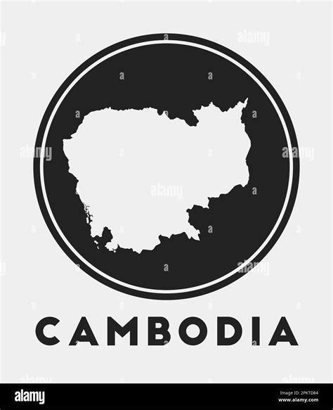 Cambodia Icon Round Logo With Country Map And Title Stylish Cambodia Badge With Map Vector