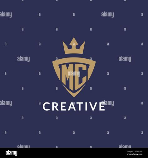 Mc Logo With Shield And Crown Monogram Initial Logo Style Vector File