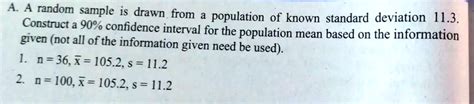 Solved A Random Sample Of Is Drawn From A Population With A Known