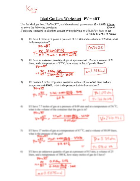 Combined Gas Law And Ideal Gas Law Worksheet Combined Gas La