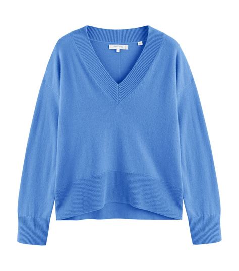 Womens Chinti Parker Blue Wool Cashmere V Neck Sweater Harrods UK