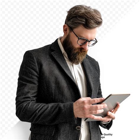 Premium PSD Business Man Using Tablet