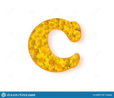 Letter C Logo Yellow Color Spring Flower Capital Letter C Design