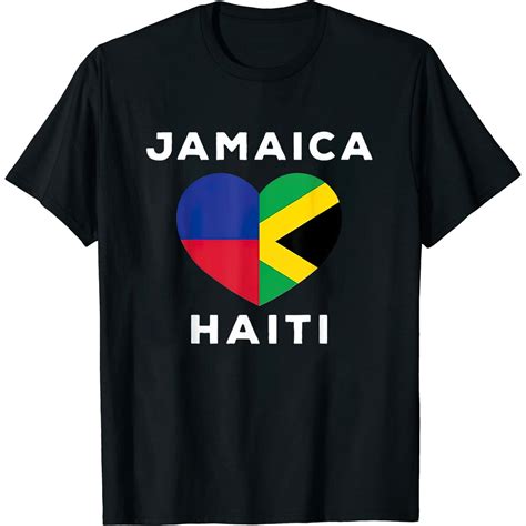 Womens Haiti Haitian Jamaica Jamaicans Combo Heart Love Ayiti Mix T