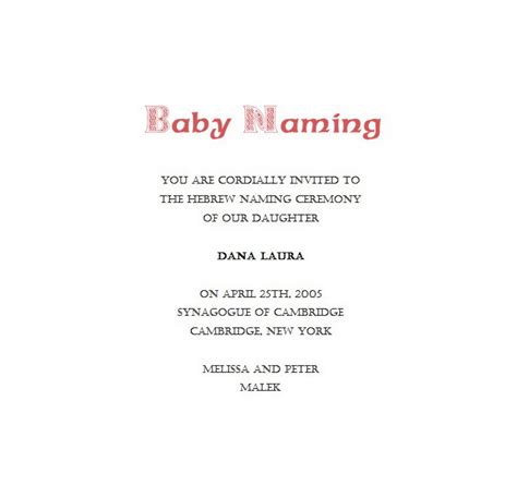 Naming Ceremony Invitations 3 Wording Free Geographics Word Templates Hot Sex Picture