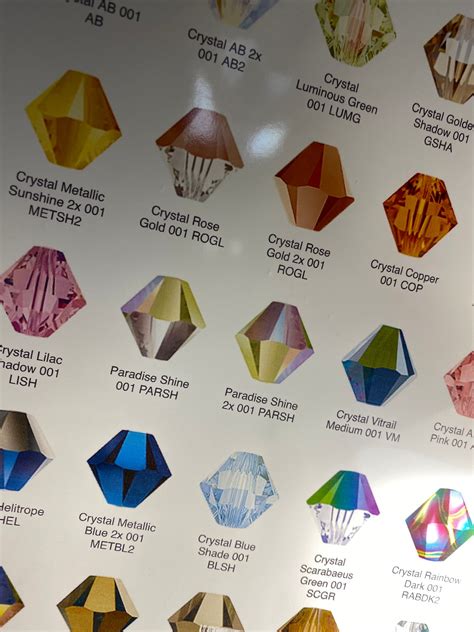 Swarovski Color Chart Swarovski Bicone Color Chart Swarovski Etsy