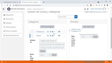 Crear y configurar categorías en Moodle YouTube