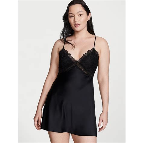 Victorias Secret Stretch Satin Lace Cutout Slip