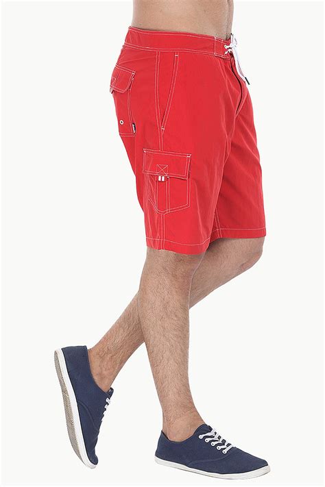 Buy Online Solid Quick Dry Cargo Board Swim Shorts For Men At Zobello