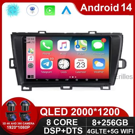 QLED DSP Android 14 For Toyota Prius XW30 2009 2015 Car Radio