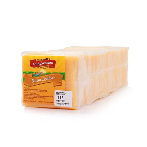 Barra De Queso Cheddar 5lb Alimentos La Sabrosura