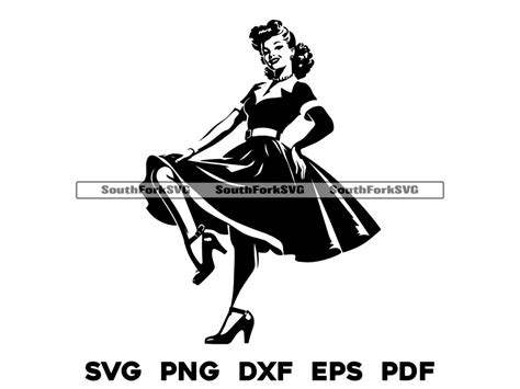 1950s Housewife Pinup Girl Svg Png Dxf Eps Pdf Files Cut Print Laser