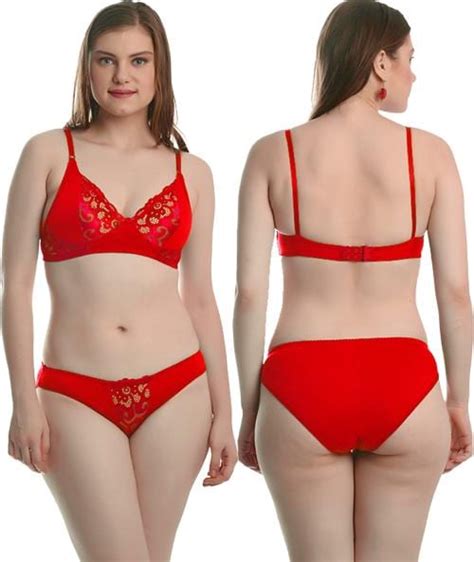 Buy Fims Fashion Is My Style Women Red Floral Cotton Blend Single Bra And Panty Set Online At