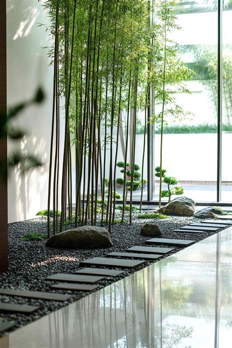 Modern Unique Japanese Style Zen Home Zen Garden With Live Bamboos