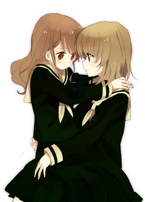 Safebooru 2girls Blonde Hair Brown Eyes Brown Hair Long Sleeves