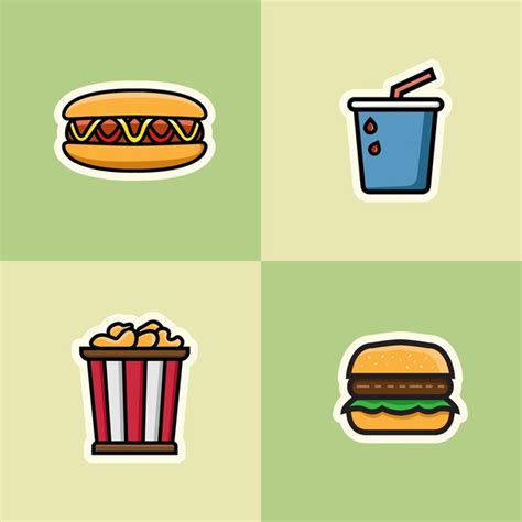 Premium Vector Vector Set Of Stickers For Fastfood