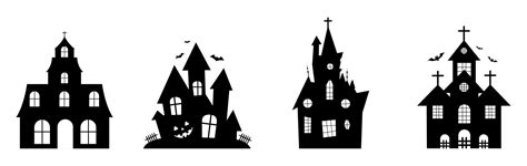 Premium Vector Halloween Haunted House Silhouette Collection Halloween Spooky Ghost House