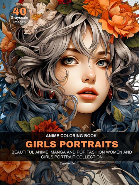 Anime Coloring Book Girls Portraits Beautiful Anime Manga