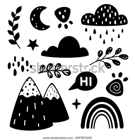 Black White Clipart Cloud Rainbow Plants Stock Vector (Royalty Free ...