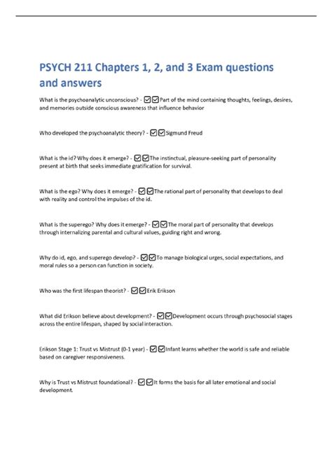 PSYCH 211 Chapters 1, 2, and 3 Exam questions and answers - Psych