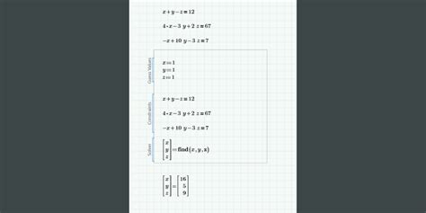 Solving Systems Of Equations PTC Mathcad