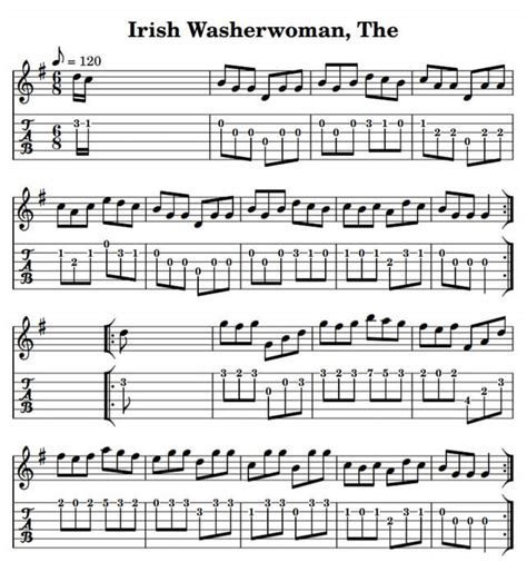 The Irish Washerwoman Easy Tin Whistle Notes - Irish folk songs