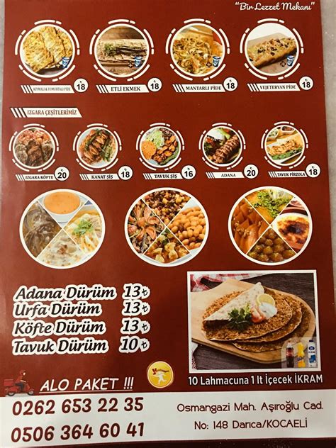 Carta De H Nkar Pide Kebap Lahmacun Dar Ca