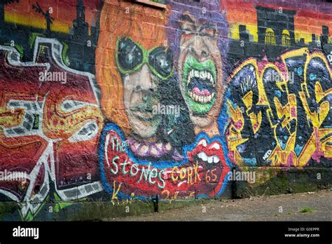 Rolling Stones graffiti on a wall in Cork City Centre, Ireland Stock ...