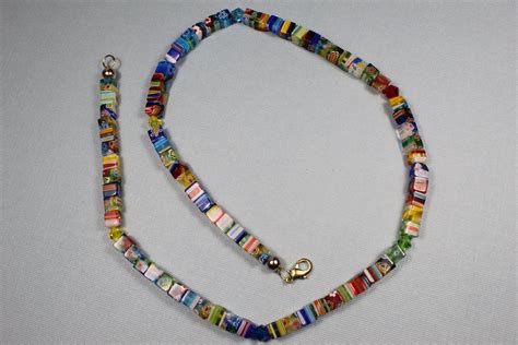 Millefiori Beaded Necklace Millefiori Jewelry Geometric Gifts