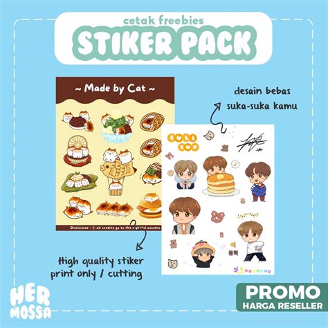 Jual Cetak Stiker Pack Stiker Sheet Full Custom Print Only Kiss Cut