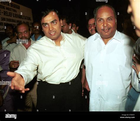 Reliance Industries Limited RIL chairman Mukesh Ambani with father Stock Photo, Royalty Free ...