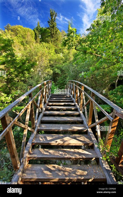 Wooden Bridge At The Gorge Of Melissa Lefkada Or Lefkas Island