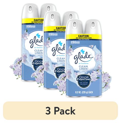 3 Pack Glade Aerosol Spray Air Freshener For Home Clean Linen Scent