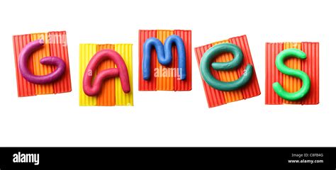 Word GAMES made from plasticine isolated over white background Stock ...