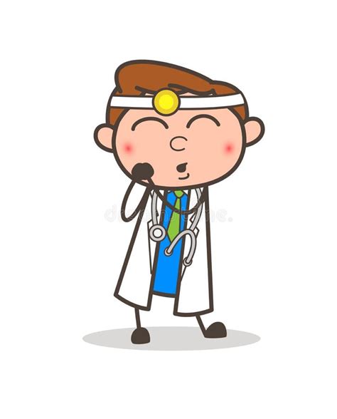 Illustration Karikatur schüchterne Doktor Blushing Face Vector Stock