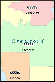 CRAWFORD County, Missouri Digital ZIP Code Map