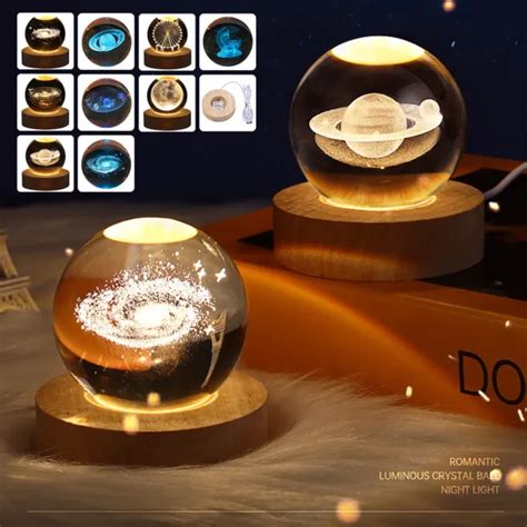 3d Crystal Ball Night Light Led Lamp Solar System Planet Home Xmas Decor T ∩ £10 49 Picclick Uk