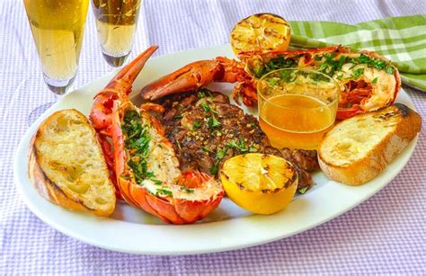 Grilled Lobster Surf n Turf with Lemon Garlic Brown Butter.