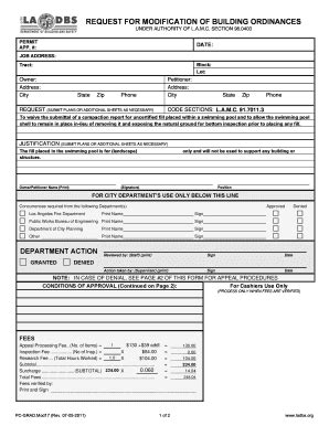 Fillable Online Ladbs Request For Modification Of Building Ordinances