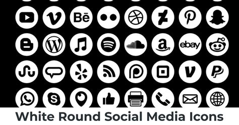 White Social Media Icons Png