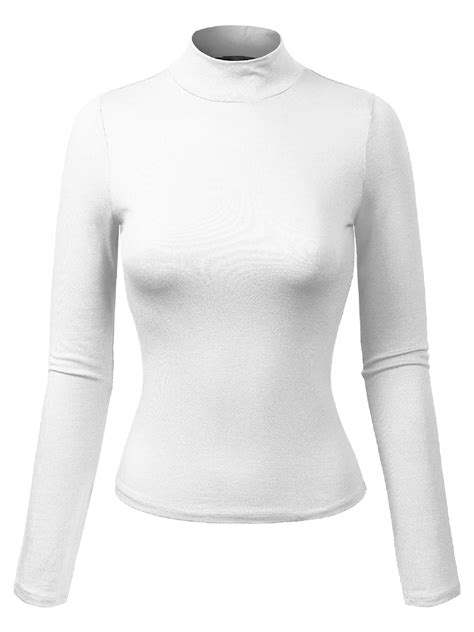 Made By Olivia Womens Solid Tight Fit Lightweight Long Sleeves Mock