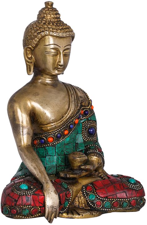 7 Tibetan Buddhist Lord Buddha In Earth Touching Gesture In Brass