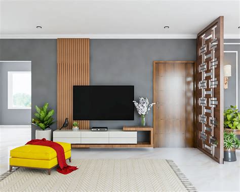 Spacious Tv Unit Design With Wall Mounted Drawers Livspace