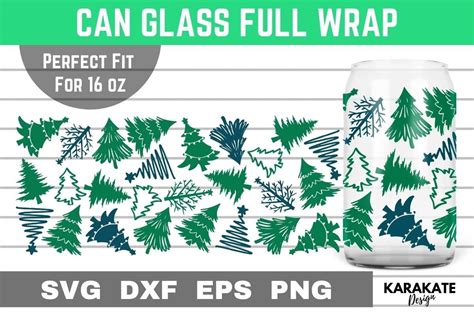 Christmas Tree 16 Oz Can Glass Wrap Svg Graphic By Karakate · Creative