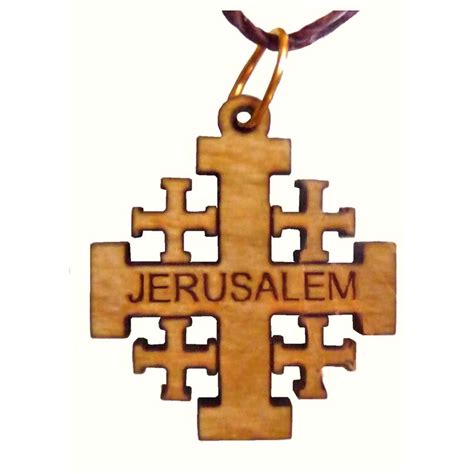 Jerusalem Cross necklace, Catholic pendants, olive wood necklaces