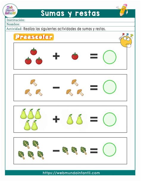 Actividades De Sumas Y Restas Para Preescolar